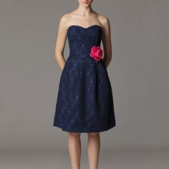 AND royal blue lace mini dress strapless prom dress - Picture 9 of 9